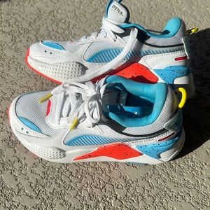 Puma RS-X Airbrush Jr White Red Blue Orange 5.5 5.5C - 382763 01 Running Shoes